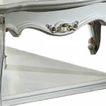 Goldoma 36-inch white resin and wood coffee table with lower storage shelf in living room