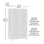 White engineered wood living room storage cabinet with 5 compartments