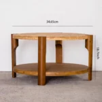 Goldoma solid wood coffee table in boho vintage farmhouse style with two-tier storage and natural finish