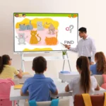 Goldoma mobile floor TV stand for 55-65 inch interactive whiteboard with steel frame and casters