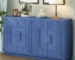 Goldoma Vintage Distressed 4-Door Sideboard with Adjustable Shelves - Navy Blue
