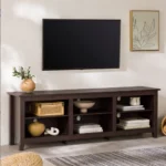 Goldoma 70 inch TV stand for 80 inch TVs in espresso finish with open storage and adjustable shelves