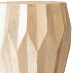 23" HMS Natural Solid Wood Round Drum Console Table End Table - Image 6