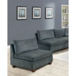 Goldoma modular u-shaped sectional sofa in gray chenille with corner wedge and ottoman in living room