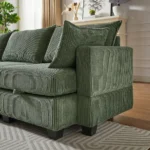 Goldoma Modern Corduroy U-Shaped Modular Sofa Bed with Memory Foam and Wood Legs – angled view