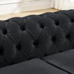 2 Piece Velvet Luxury Chesterfield Sofa Set 84.6" 3 Seater 62.6" Loveseat Modern Hotel Living Room Gold Stainless Steel 4 - Image 4