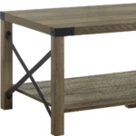 Goldoma 47-inch oak coffee table with shelf in living room