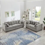 Goldoma convertible velvet loveseat sofa in apricot with tufted back and silver nailheads