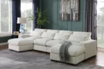 U-shaped sectional sofa with two ottomans and reclining seats in a modern living room