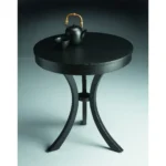 Goldoma 26 inch distressed black end table in a living room setting