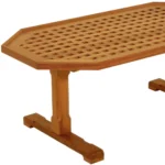 Goldoma 19 inch brown solid teak wood hexagonal coffee table in a living room