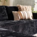 Goldoma modern black corduroy cloud modular sofa set in living room