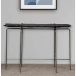Goldoma Contemporary Six Leg Slate Console Table in black and silver for entryway