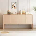 Goldoma traditional sideboard buffet cabinet 60 inch with 4 doors and adjustable shelves in apricot cream finish