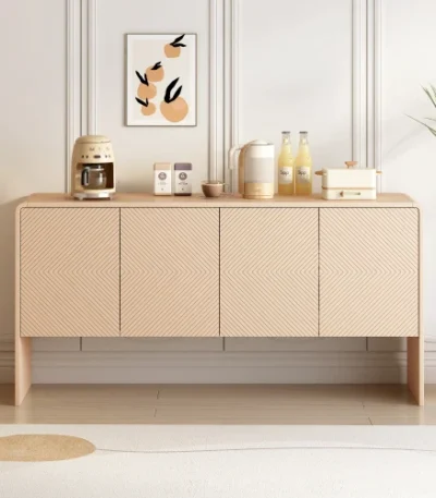 Goldoma traditional sideboard buffet cabinet 60 inch with 4 doors and adjustable shelves in apricot cream finish