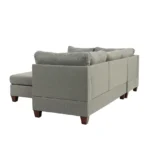 Goldoma 3-Piece L-Shape Convertible Fabric Sectional Sofa in Gray with tufted back and wood legs in a modern living room