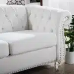 Goldoma Modern White Velvet 2-Seater Convertible Sofa with Extendable Seat – styled in a modern Sofas setting