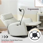 Goldoma light gray electric swivel recliner with USB charging in a living room