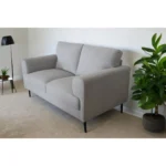 Goldoma 61-inch light gray and black linen loveseat sectional with cushion back and square arms