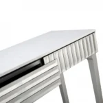 Goldoma 40 inch silver mirrored glass console table with two drawers and antique silver finish, modern entryway table
