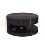 31.5'' Round Coffee Table,Modern Center Table with Storage,Vertical Stripe Design Coffee Table - Image 6