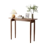 Goldoma Walnut Wood Thin Console Table – slim space-saving entryway table in walnut finish