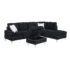 Goldoma Tufted Chenille L-Shape Sectional Sofa with Storage Ottoman, Chrome Legs