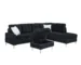 Goldoma Tufted Chenille L-Shape Sectional Sofa with Storage Ottoman, Chrome Legs
