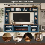 Goldoma 95.5" Mid-Century Modern TV Stand with Adjustable Shelves for TVs 65" and Up – top view