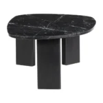 Black marble coffee table 54 inch free form Goldoma with genuine marble top and black wood frame