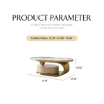 Goldoma White Marble Oval Coffee Table with Wooden Drawer - modern oval coffee table with storage