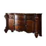 Goldoma 71 inch solid wood dresser with 5 drawers in Scandinavian style – cherry finish