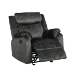 Goldoma manual recliner with glider in granite gray fabric upholstery in a living room setting