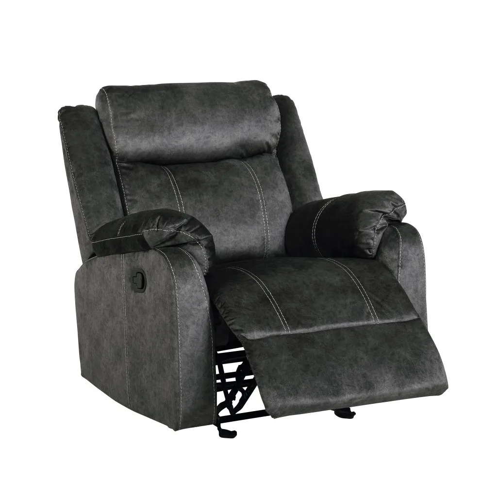 H1f4a780a1eb84cd0b3ea4f25f0a1f101k.webp Goldoma manual recliner with glider in granite gray fabric upholstery in a living room setting