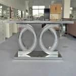 Goldoma crushed diamond mirrored console table modern silver entryway table with crystal inlays
