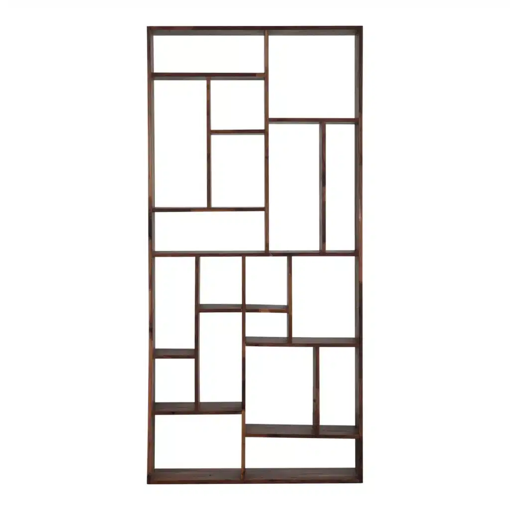 Goldoma 10-Tier Bookcase – Brown and Natural Wood Tall Shelf