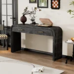 Goldoma solid wood console table with two drawers in a modern living room setting