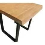 24-inch square end table with natural distressed solid wood top and black iron base against a neutral wall