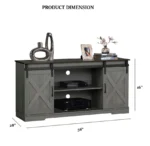 Goldoma Mid-Century Adjustable TV Stand with Sliding Drawer and X-Cross Design, 60-64 inch, Two-Tone Brown/Gray – styled in