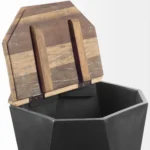 Goldoma 21" Solid Black Wood End Table Farmhouse Style with Metal Accents for Living Room – close-up detail