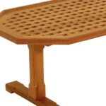 Goldoma 19 inch brown solid teak wood hexagonal coffee table in a living room