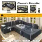 Goldoma Modern L-Shaped Sectional Sofa with Storage, USB, and Ottoman – side view