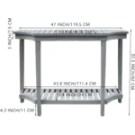 Goldoma farmhouse console table in gray blue with lower shelf in living room