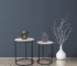 Goldoma Round Wood and Metal End Table Set of 2 – Carved Farmhouse Accent Tables for Small Spaces, 22"H and 19.5"H