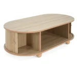 Goldoma solid oak side table adjustable height oval modern retro console table for living room