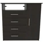 Goldoma 36 inch four drawer combo dresser with mirror in black finish for bedroom organization