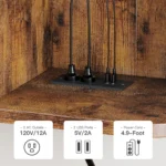 Goldoma 60-inch floating TV stand with power outlet and drawers mounted on wall holding a TV