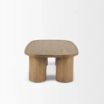 Goldoma 55-inch solid wood oval coffee table in natural finish, a large Scandinavian-inspired coffee table for living room