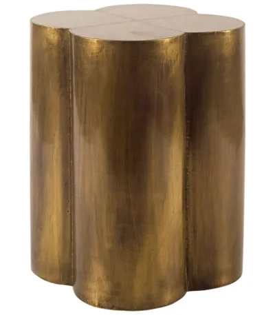 Goldoma 22 inch antique brass farmhouse end table with lower storage shelf in living room
