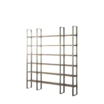 Goldoma Natural Iron and Solid Wood 6 Tier Bookcase in a living room